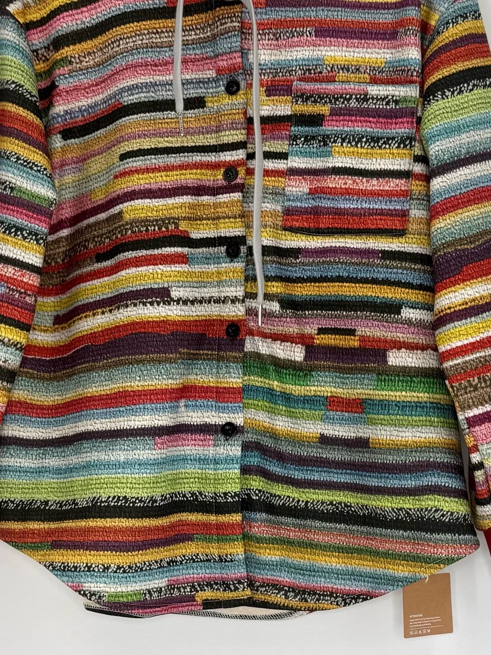 Noracora Colorful Southwestern Knit Fleece Lined Hooded Shacket Jacket, M, NWT‎